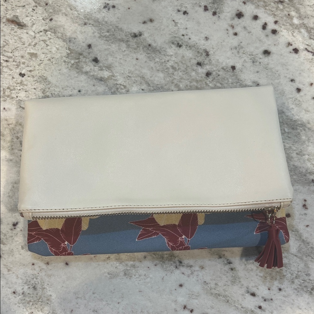Rachel Pally Elegant White and Blue Floral Clutch
